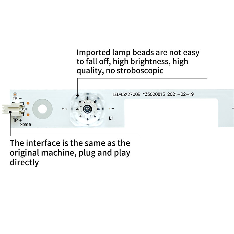 TV Backlight Strip LED43X2700B *35020813 2021- 02- 19 for Konka A43U LED43S8000U LED43X2700B 5Led 3V 9pcs/set